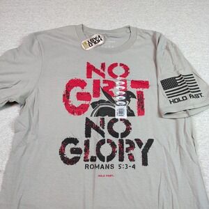 Hold Fast Mens No Grit No Glory Romans 5:3-4 Christian T-Shirt Gray KHF3498MD MD